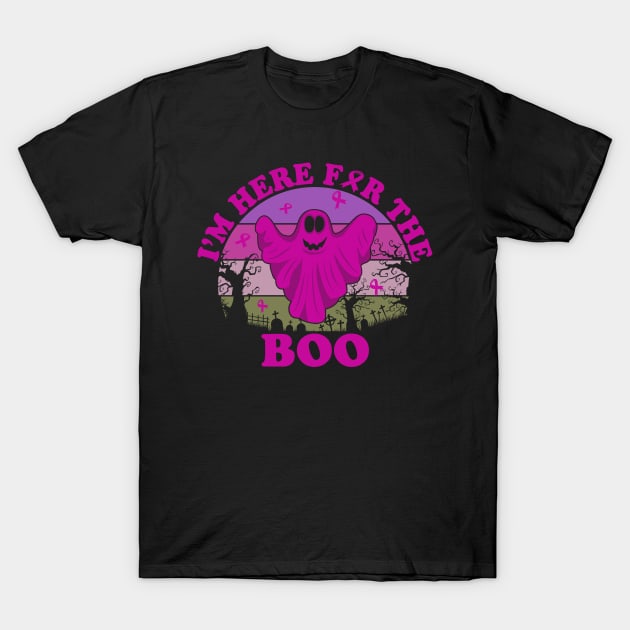 funny pancreatic cancer Halloween I'm here for the boo T-Shirt by TeesCircle